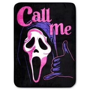 SCREAM Ghost Face Call Me Double Sided Fleece Blanket Horror Movie 45" x 60" EUC